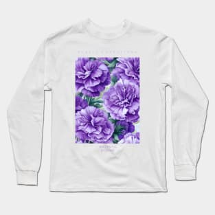 Purple Carnations Watercolor Pattern Long Sleeve T-Shirt